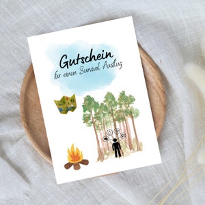 digitale voucher voor een survivaltocht | Last-minute cadeau voor onmiddellijke download | Voucher sjabloon