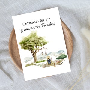 digitaler Gutschein für ein Picknick | Last Minute Geschenk zum Sofort Download | Gutscheinvorlage
