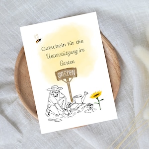 digitale voucher voor tuinierondersteuning | Last-minute cadeau voor onmiddellijke download | Voucher sjabloon