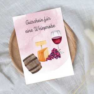 digitale voucher voor een wijnproeverij | Last-minute cadeau voor onmiddellijke download | Voucher sjabloon