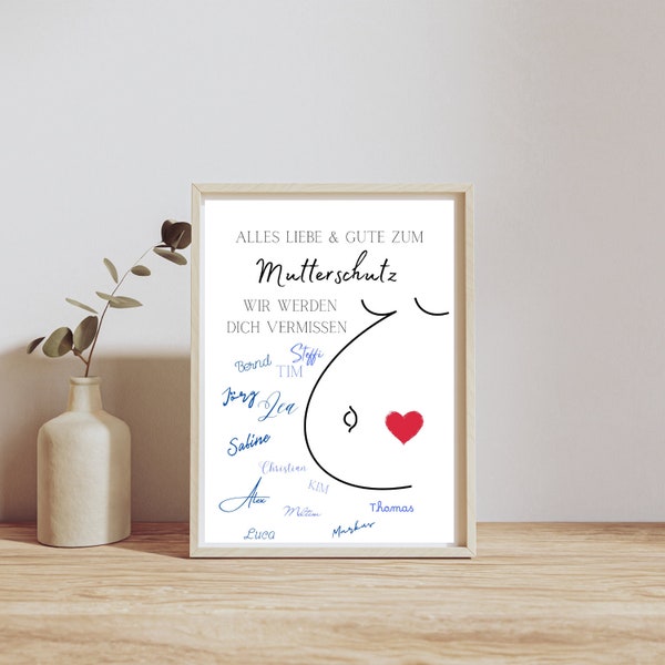 Maternity leave gift | Last minute gift for immediate download | Poster for parental leave | Belly with heart