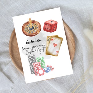 bono digital para una Noche de Casino | Regalo de última hora para descarga instantánea | Plantilla de vale