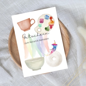 vale digital para pintar cerámica | Regalo de última hora para descarga instantánea | Plantilla de vale