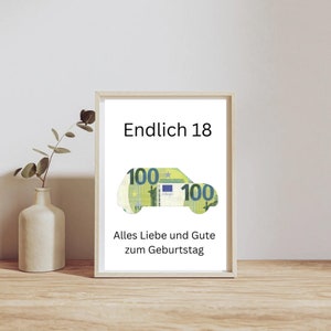 digitaal geldcadeau voor je verjaardag | Last-minute cadeau voor onmiddellijke download | Verjaardagscadeau voor geld of vouchers | auto