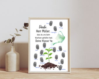 digital farewell gift for educators / teachers | Last minute gift to download | fingerprints