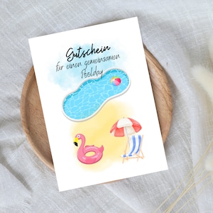 digitaler Gutschein für einen gemeinsamen Poolday | Last Minute Geschenk zum Sofort Download | Gutscheinvorlage