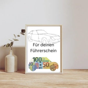 digitaal geldcadeau voor je verjaardag | Last-minute cadeau voor onmiddellijke download | Auto | Rijbewijs
