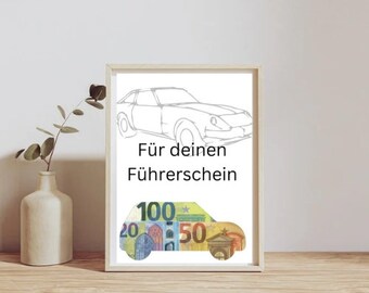 Denaro digitale come regalo di compleanno - Regalo dell'ultimo minuto con download immediato - Auto - Patente di guida
