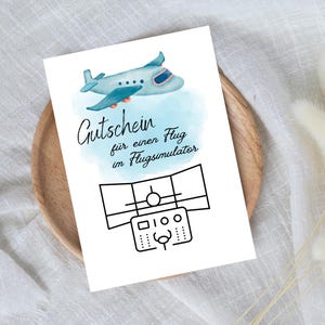 Digital voucher for a flight in a flight simulator - Last-minute gift for instant download - Voucher template