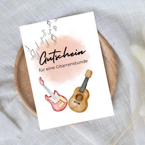 digitale voucher voor een gitaarles | Last-minute cadeau voor onmiddellijke download | Voucher sjabloon