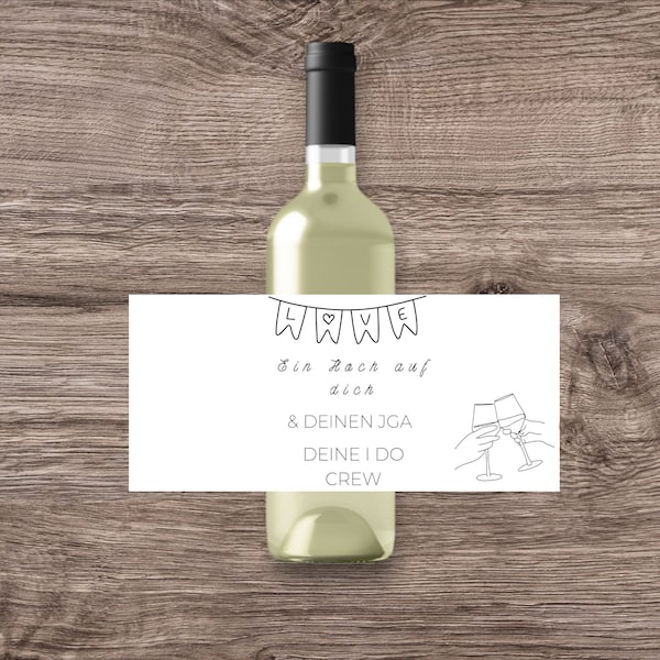 Banderole wine | Last minute decoration for the JGA for immediate download | simple design