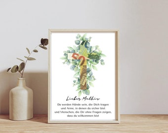 Personalized money gift for confirmation | baptism | communion | last minute gift to download | cross