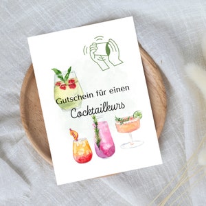 voucher digitale per un corso di cocktail | Regalo dell'ultimo minuto per il download immediato | Modello del buono