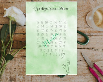 Wedding countdown | Last minute gift for instant download | green design