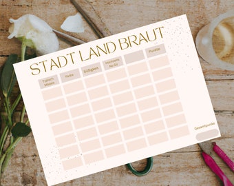 Stadt Land Braut | Last Minute Idee für den JGA zum Sofort Download