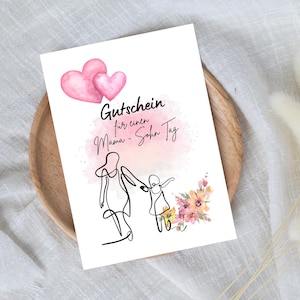 digitaler Gutschein für einen Mutter- Sohn - Tag | Last Minute Geschenk zum Sofort Download | Gutscheinvorlage