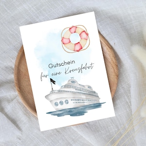 digitale voucher voor een cruise | Last minute cadeau om direct te downloaden | Voucher sjabloon
