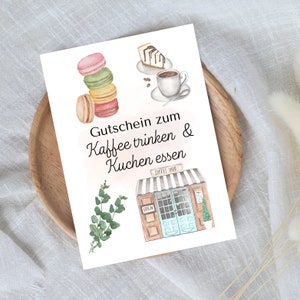 buono digitale per bere un caffè e mangiare una torta | Regalo dell'ultimo minuto per il download immediato | Modello del buono