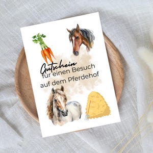 digitaler Gutschein für einen Besuch auf dem Pferdehof | Last Minute Geschenk zum Sofort Download | Gutscheinvorlage