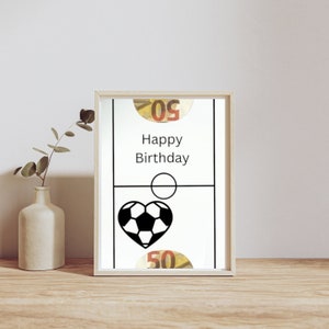 digitales Geldgeschenk zum Geburtstag | Last Minute Geschenk zum Sofort Download | Geburtstagsgeschenk für Geld oder Gutscheine | Fußball