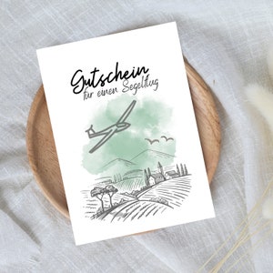 digitaler Gutschein für einen Segelflug | Last Minute Geschenk zum Sofort Download | Gutscheinvorlage
