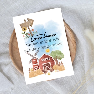 digitaler Gutschein für einen Besuch auf dem Bauernhof | Last Minute Geschenk zum Sofort Download | Gutscheinvorlage