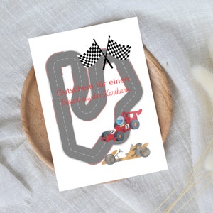 digitaler Gutschein für einen Besuch auf der Kartbahn | Last Minute Geschenk zum Sofort Download | Gutscheinvorlage