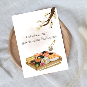 bono digital para comer sushi juntos | Regalo de última hora para descarga instantánea | Plantilla de vale