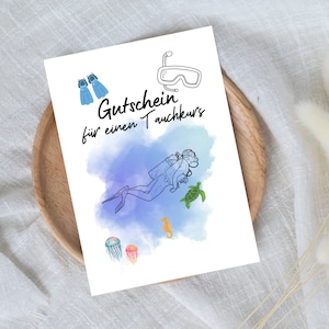 digitale voucher voor een duikcursus | Last-minute cadeau voor onmiddellijke download | Voucher sjabloon