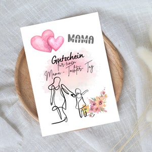 voucher digital para dia mãe e filha | Presente de última hora para download instantâneo | Modelo de comprovante