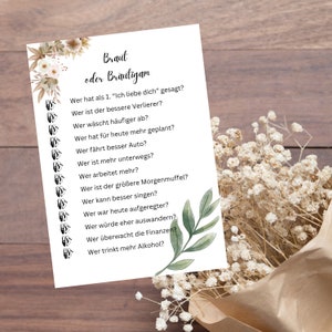 Hochzeitsspiel | Last Minute Partyspiel zum Sofort Download | Hochzeitsquiz | digitale Datei