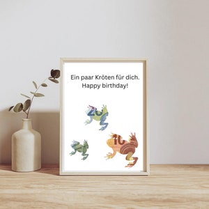digitales Geldgeschenk zum Geburtstag | Last Minute Geschenk zum Sofort Download | Frosch | Kröte