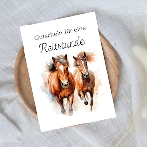 digitale voucher voor een paardrijles | Last-minute cadeau voor onmiddellijke download | Voucher sjabloon