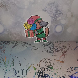 3" matte platypus elf with presents sticker