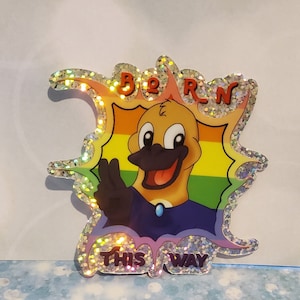 3" Glitter "Born this way" platypus sticker