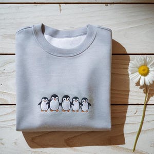 Embroidered Penguin Sweatshirt, Winter Sweatshirt, Vintage Crewneck, Penguin Christmas Top, Cute Penguin Sweatshirt, Christmas Sweatshirt