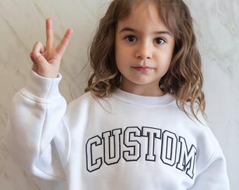 Personalized Embroidered Kids Sweatshirt, Custom Crewneck