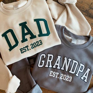 Sweat brodé personnalisé, sweat papy, chemise papy avec date, sweat anniversaire papa, cadeau pour nouveau papa, cadeau fête des pères