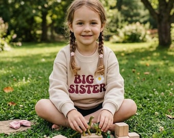 Big Sister Embroidered Sweatshirt, Sweatshirt for Sibling Announcement, New Baby Announcement Gift, Baby Reveal Outfit, Big Sister Gift
