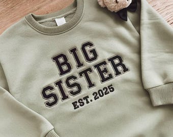 Große Schwester Stickerei Sweatshirt, Geschwister Ankündigung Shirt