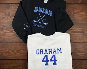 Sudadera bordada Graham 44 de Briar University, camiseta de Briar University, sudadera con capucha Bookish de la serie Off Campus, sudadera Hockey Romance
