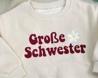 Große Schwester Embroidered Sweatshirt, Sibling Announcement, Big Sister Gift