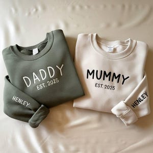 Custom Embroidered Mama and Daddy Sweatshirt, Personalized Family Gift