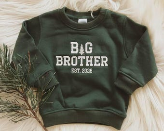 Embroidered Big Brother 2026 Christmas Sweatshirt, Holiday Announcement Toddler Sweatshirt, New Baby Announcement Gift, Baby Shower Gift