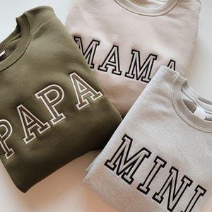 Embroidered Sweatshirt Family Personalized, Family Sweatshirts, Mom Dad and Baby Sweatshirt, Mama Dada Mini Holiday Sweatshirts