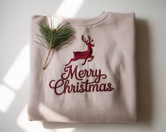 Felpa con ricamo Buon Natale, Felpa con ricamo Buon Natale, Felpa con ricamo di Natale, Regalo di Natale per donna, Buon Natale