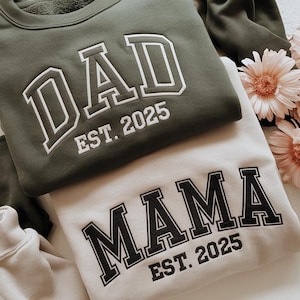 Personalized Mama & Dad Embroidered Sweatshirt, Matching Outfit Gifts