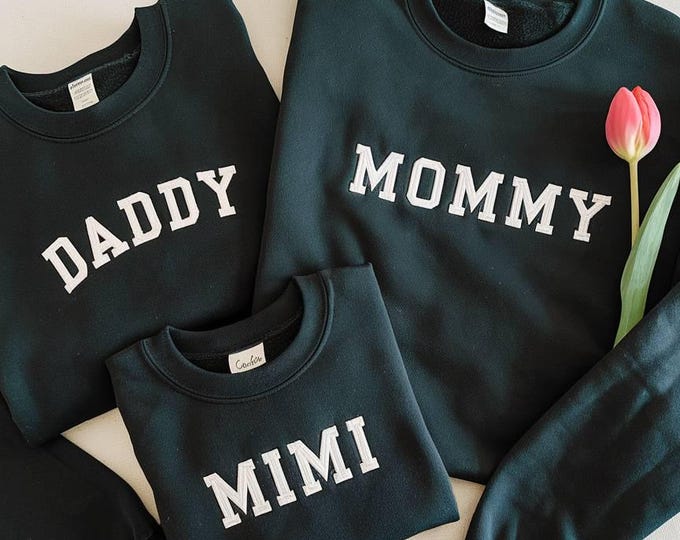 Personalized Embroidered Family Sweatshirts, Matching Holiday Outfits