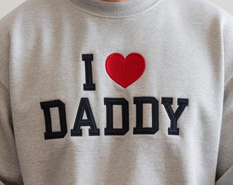 Geborduurd I Love Daddy-sweater, Vaderdagcadeau voor papa, opa