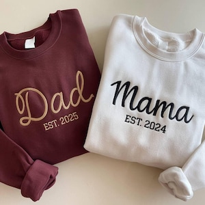 New Parents  Sweatshirt, Custom Embroidery Sweatshirt, Matching New Mom and Dad Outfit Gift, Gift For Parent, Gift For Mom, Gift For Dad